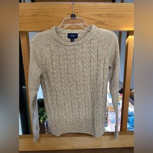 LandsEnd tan cable knit sweater